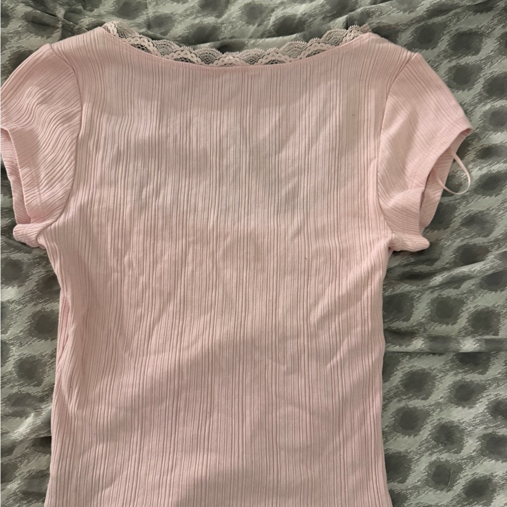 Garage Soft Pink Lace Accent Blouse